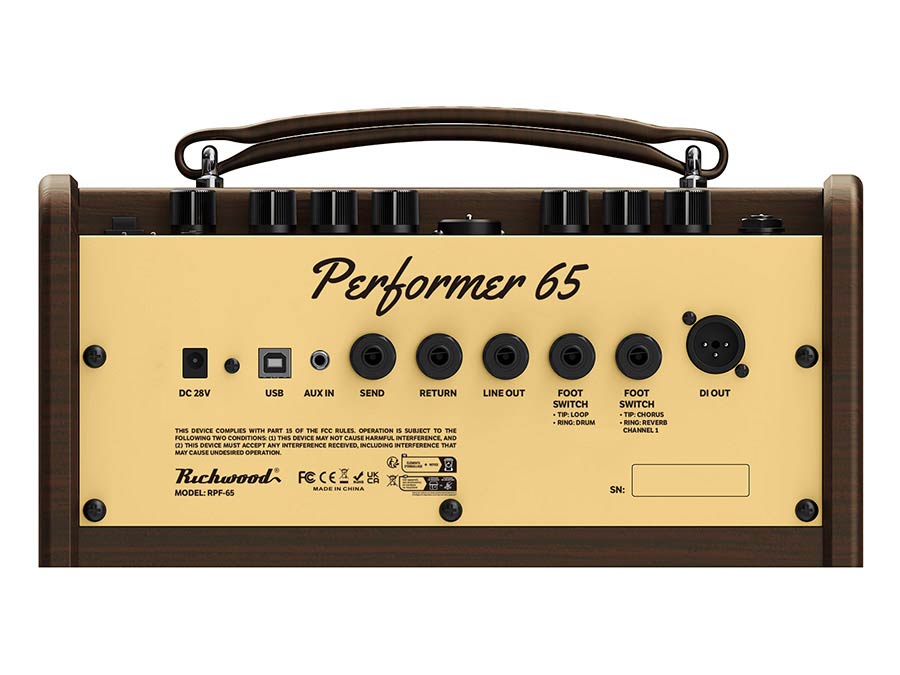 Richwood RPF-65 amp 2 channels, chorus/reverb, looper, drums, dual footswitch