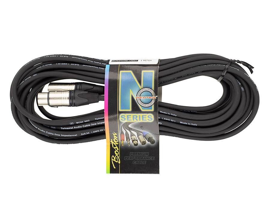 Boston N-Series microphone cable, xlr-xlr, Neutrik connectors, 5m