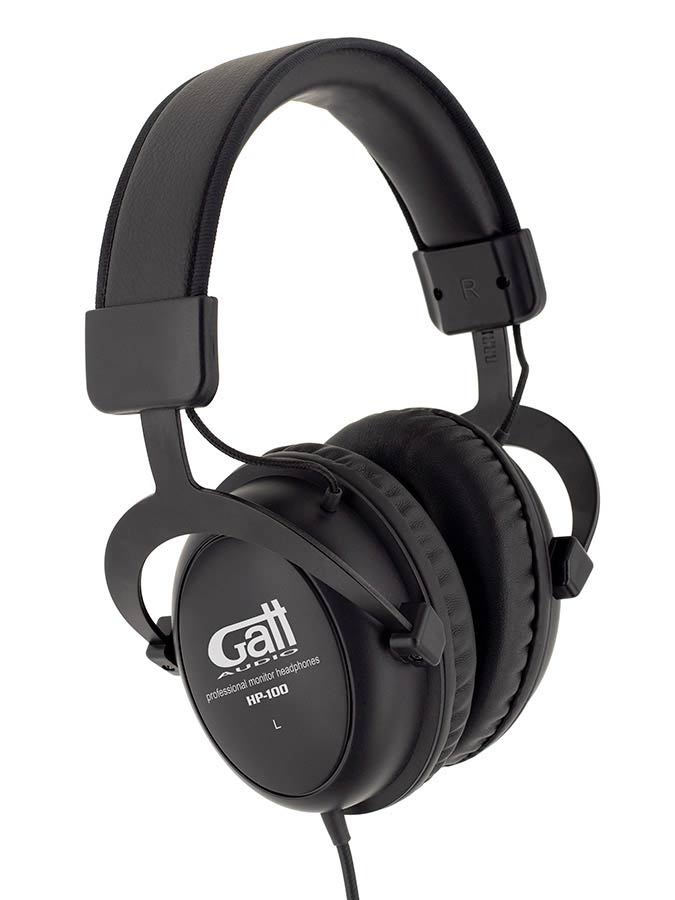 Gatt Audio professional closed monitoring headphones, large earpads, adaptor jack, 3m cable