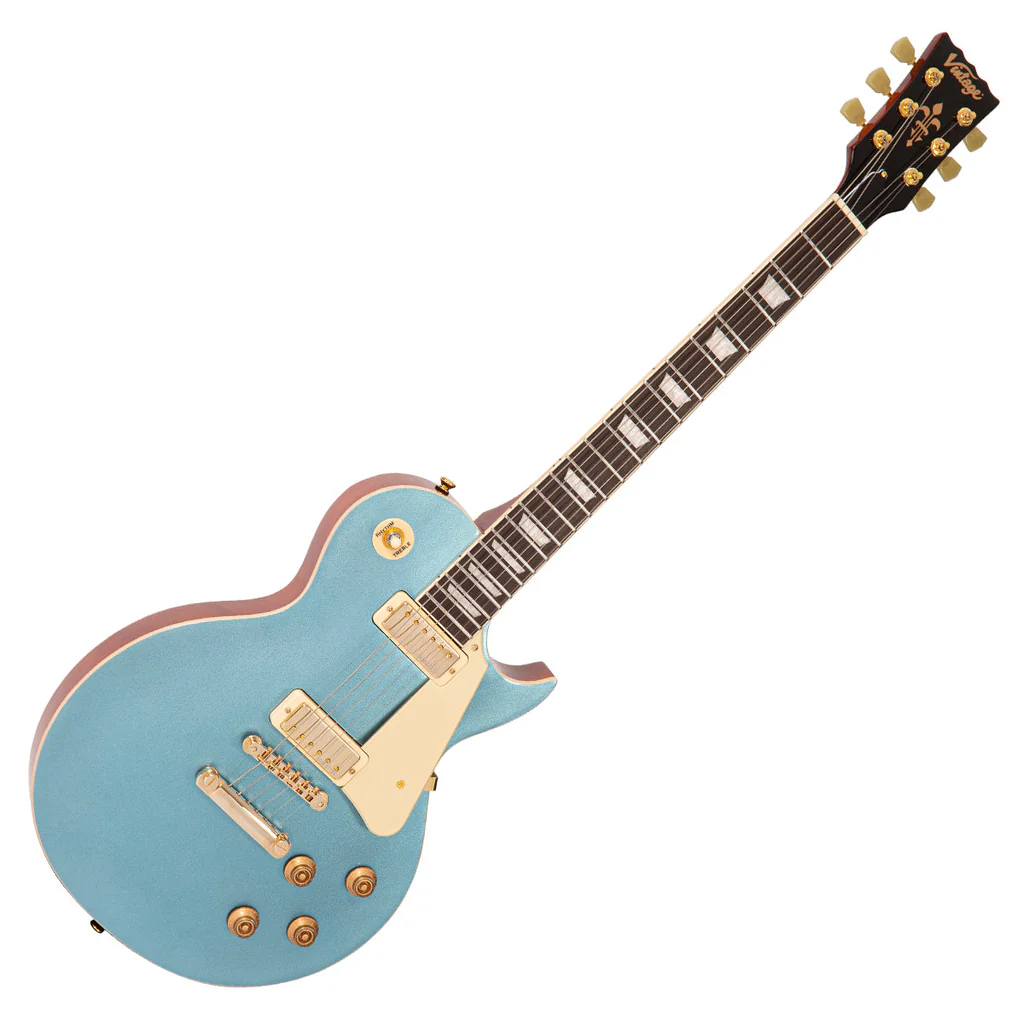 Vintage V100M ReIssued Electric Guitar ~ Gun Hill Blue