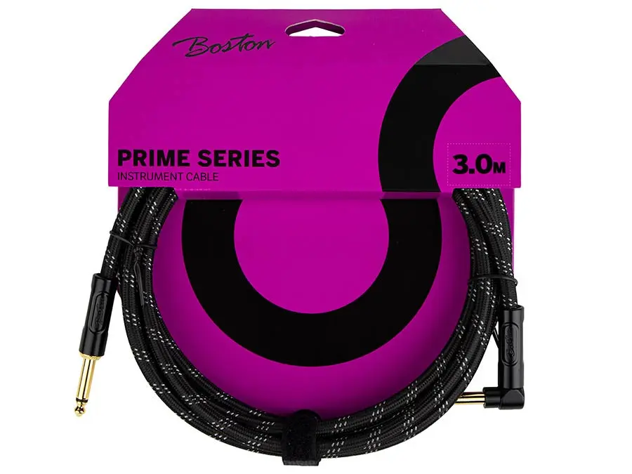 Boston Prime instrument cable - angled jack - 3.0 meter - black tweed