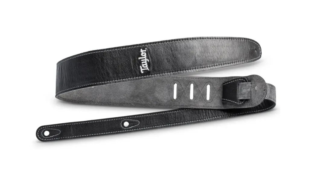 Taylor Strap - Black Leather - Suede Back - Silver Logo