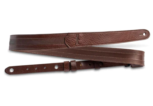 Taylor - Slim Vegan Leather Strap - Chocolate Brown Engraving - Embossed Logo 