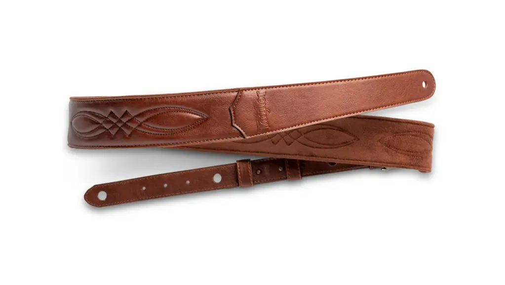 Taylor - Vegan Leather Strap - Med Brown w/Stitching - Embossed Logo