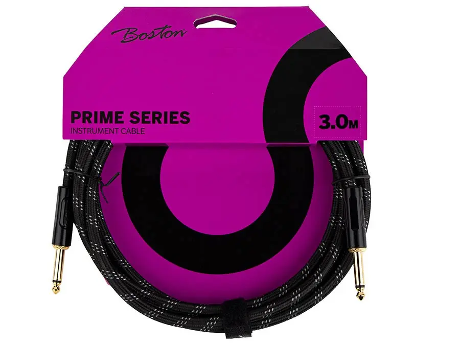 Boston Prime instrument cable - straight jack - 3.0 meter - black tweed