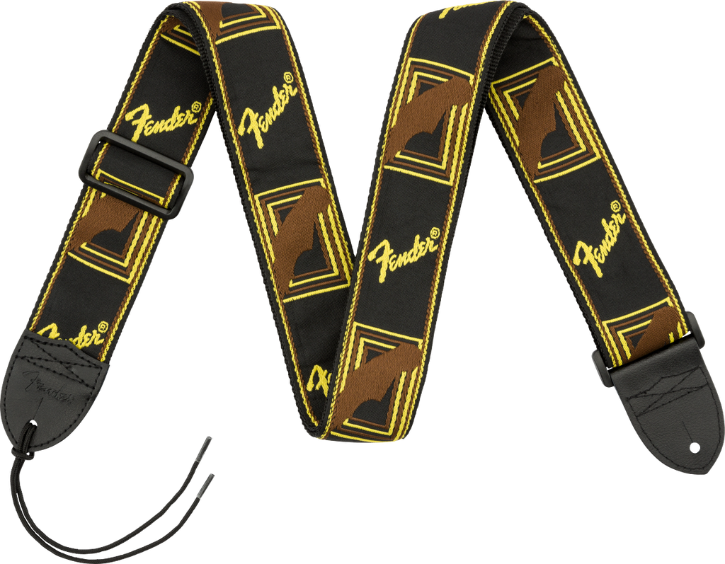 Fender Monogrammed Strap, Black/Yellow/Brown