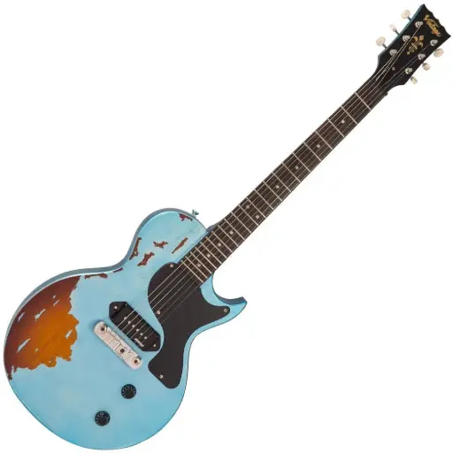 [V120MRGHB] Vintage V120 ICON Electric Guitar ~ Distressed Gun Hill Blue Over Sunburst