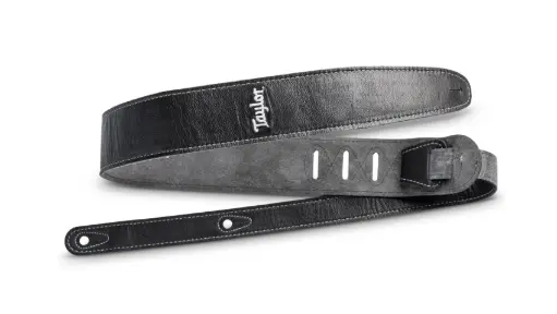 [4102-25] Taylor Strap - Black Leather - Suede Back - Silver Logo