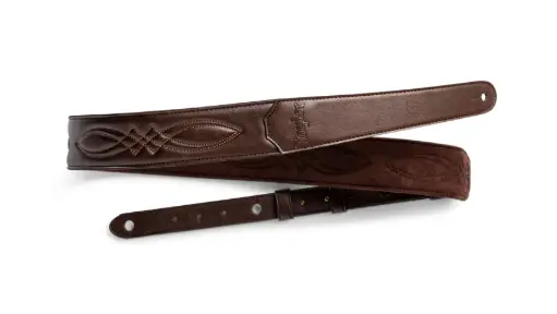 [4200-20] Taylor - Vegan Leather Strap - Chocolate Brown w/ Stitching - Embossed Logo